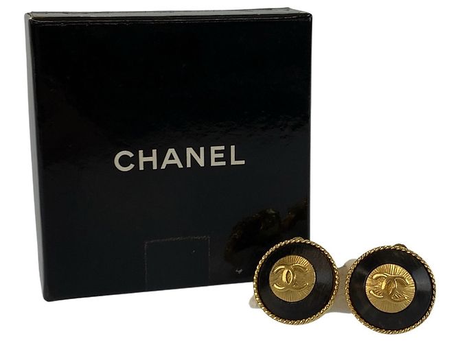 Orecchini CHANEL Coco Mark placcati in legno nero e oro per donna - vista 7
