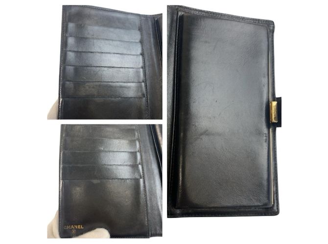 Cartera larga de cuero negro Chanel Coco Mark - vista 9