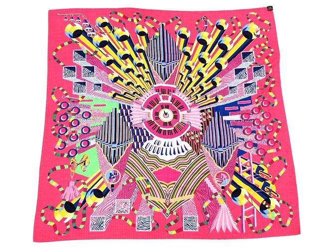 Silk In Hermès Hermes Carre 140 Geant Point D Orgue Pink Cashmere Silk Stole Rosa - vista 2