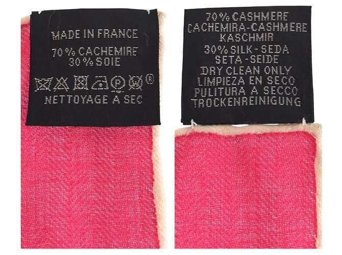 Silk In Hermès Hermes Carre 140 Geant Point D Orgue Pink Cashmere Silk Stole Rosa - vista 3