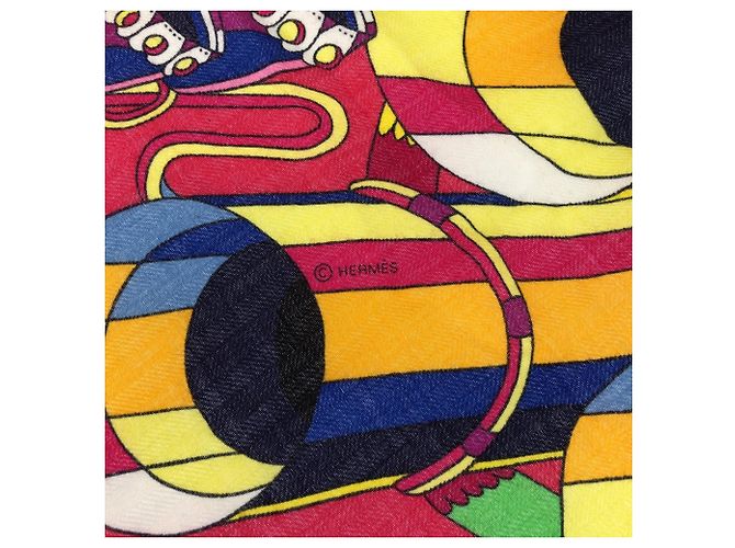 Silk In Hermès Hermes Carre 140 Geant Point D Orgue Pink Cashmere Silk Stole Rosa - vista 4
