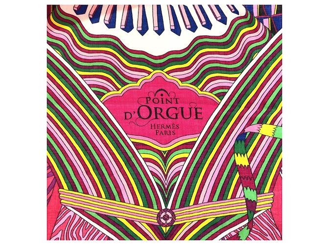 Silk In Hermès Hermes Carre 140 Geant Point D Orgue Pink Cashmere Silk Stole Rosa - vista 5