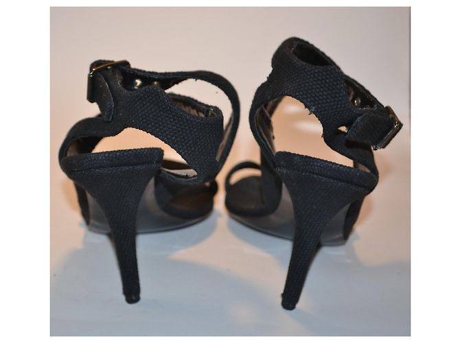 Stella Mc Cartney Sandali neri in tela con tacco Nero - vista 5