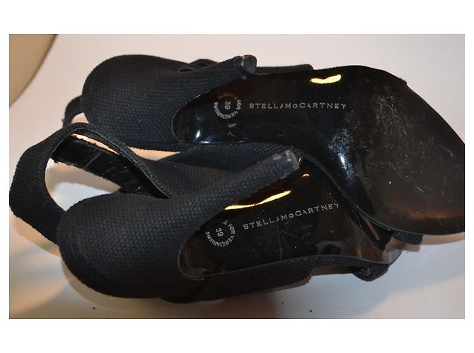 Stella Mc Cartney Sandali neri in tela con tacco Nero - vista 6