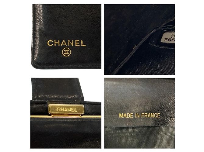 Cartera larga de cuero negro CHANEL Coco Mark - vista 3