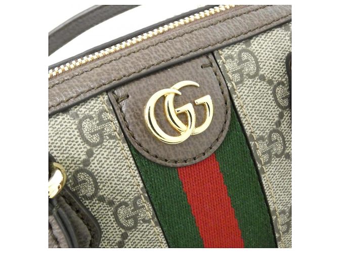 Borsa Boston Ophidia Gucci Marrone Beige - vista 4