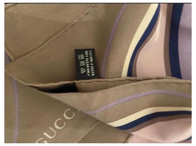 Gucci Seidenschal Braun Pink Blau Beige Grau - Ansicht 5