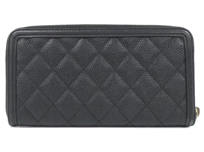 Cartera larga de piel de becerro granulada negra Chanel Negro - vista 2
