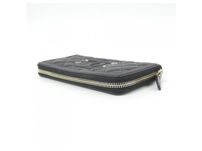 Cartera larga de piel de becerro granulada negra Chanel Negro - vista 3