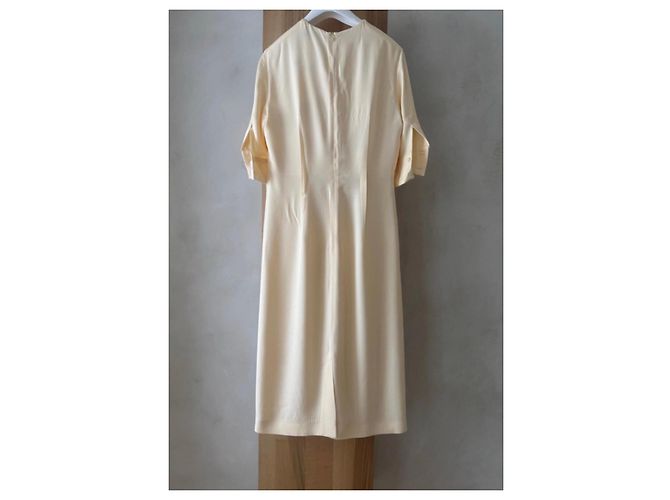 Sportmax Midi-Kleid mit V-Ausschnitt in Blassgelb Beige - Ansicht 10