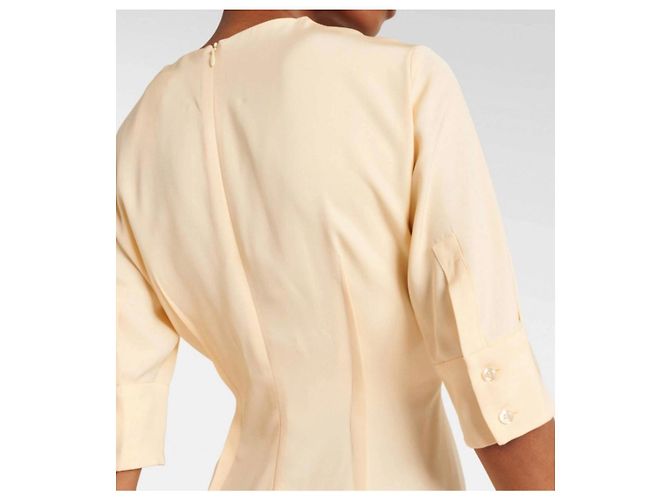Sportmax Midi-Kleid mit V-Ausschnitt in Blassgelb Beige - Ansicht 3