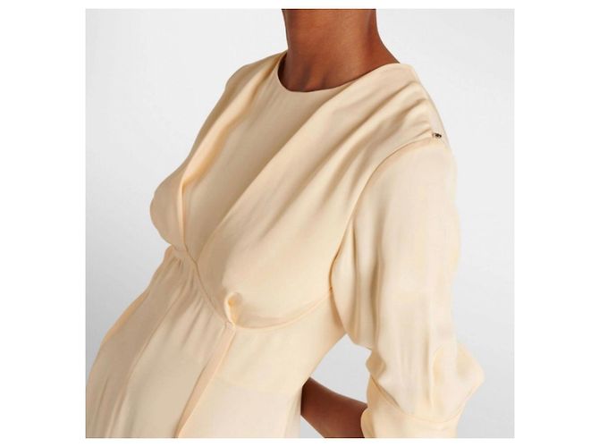 Sportmax Midi-Kleid mit V-Ausschnitt in Blassgelb Beige - Ansicht 6