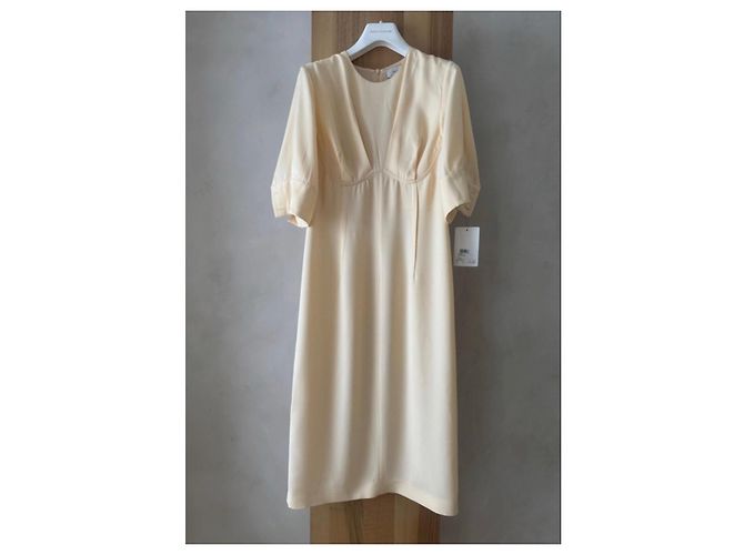 Sportmax Midi-Kleid mit V-Ausschnitt in Blassgelb Beige - Ansicht 7