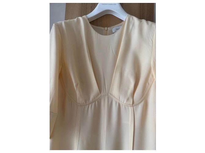 Sportmax Midi-Kleid mit V-Ausschnitt in Blassgelb Beige - Ansicht 8