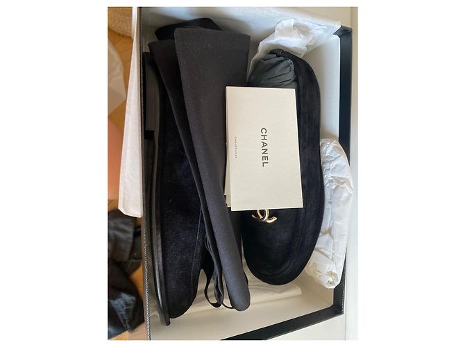 Mocassini Chanel in scamosciato nero - vista 8