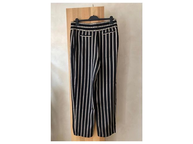 Pantalones de viscosa a rayas Etro Negro Blanco - vista 2