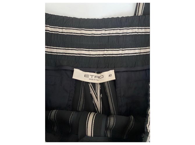 Pantalones de viscosa a rayas Etro Negro Blanco - vista 4