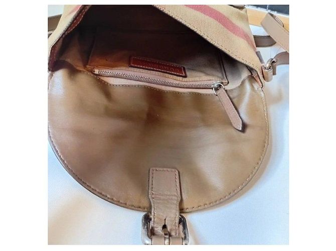 Borsa a tracolla Burberry Haymarket Check & Leather Flap Marrone Beige - vista 7