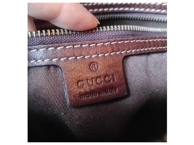 Bolso de hombro de lona con monograma Gucci Castaño Roja Beige Verde - vista 3