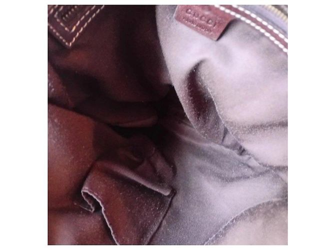 Bolso de hombro de lona con monograma Gucci Castaño Roja Beige Verde - vista 8