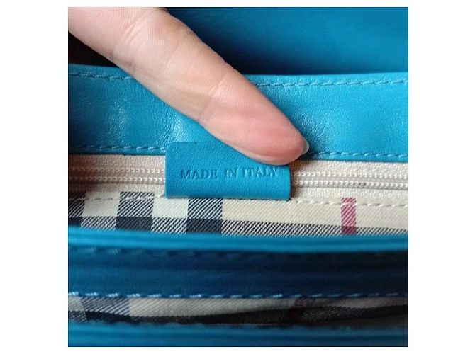 Borsa a tracolla in pelle Burberry Turchese - vista 10