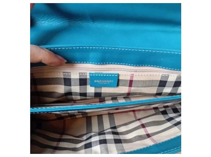 Borsa a tracolla in pelle Burberry Turchese - vista 11