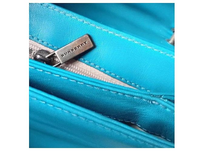 Borsa a tracolla in pelle Burberry Turchese - vista 13