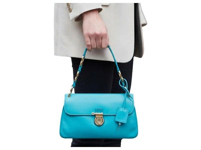Borsa a tracolla in pelle Burberry Turchese - vista 16