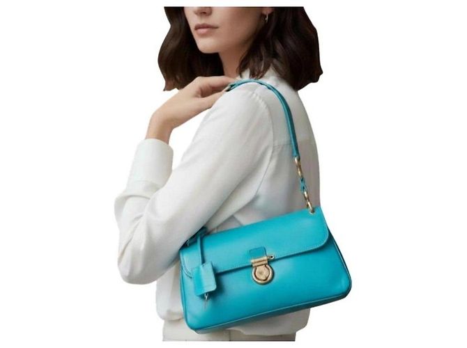 Borsa a tracolla in pelle Burberry Turchese - vista 2