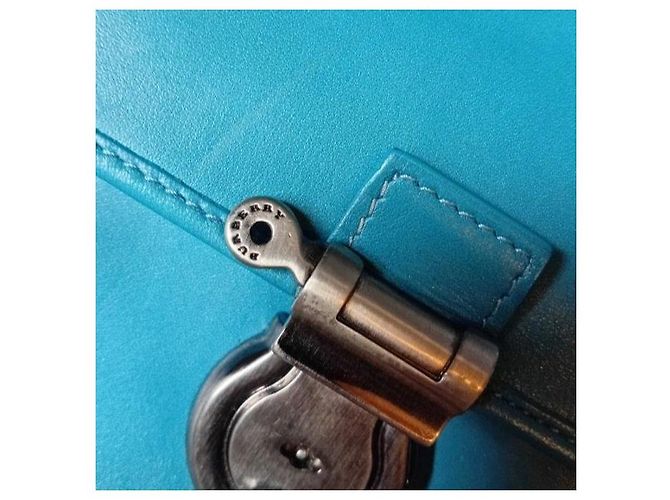 Borsa a tracolla in pelle Burberry Turchese - vista 4