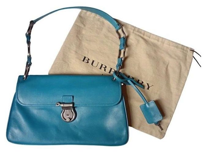 Borsa a tracolla in pelle Burberry Turchese - vista 6