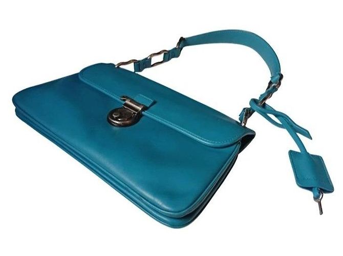 Borsa a tracolla in pelle Burberry Turchese - vista 7