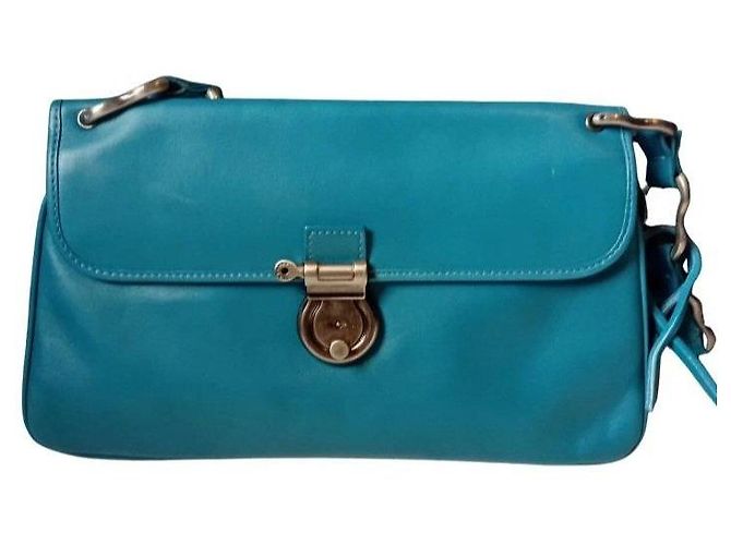 Borsa a tracolla in pelle Burberry Turchese - vista 8