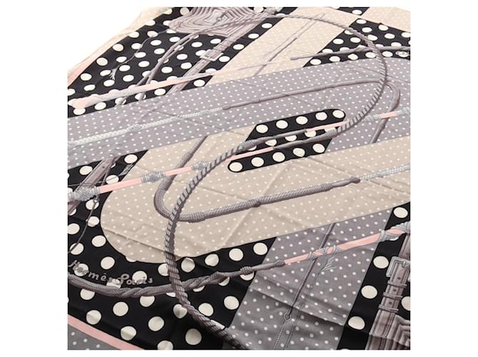 Hermès Sciarpa Hermes Carre Geant 140 Clic Clac a Pois Marrone Nero Multicolore - vista 2