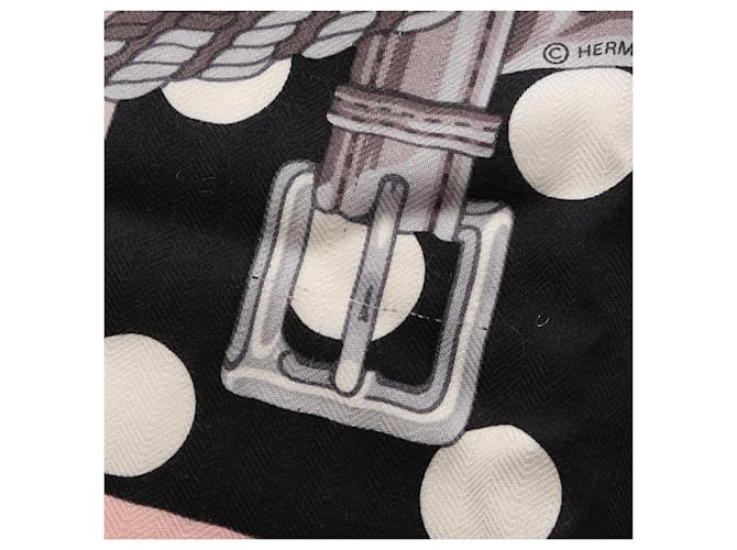 Hermès Sciarpa Hermes Carre Geant 140 Clic Clac a Pois Marrone Nero Multicolore - vista 4