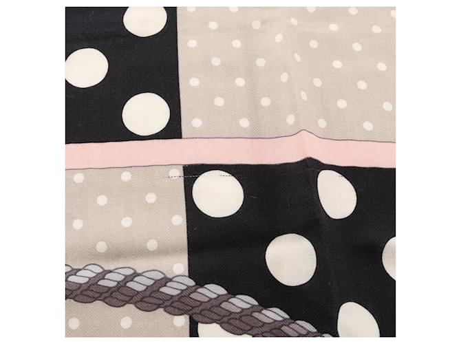 Hermès Sciarpa Hermes Carre Geant 140 Clic Clac a Pois Marrone Nero Multicolore - vista 5