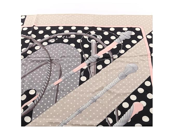 Hermès Sciarpa Hermes Carre Geant 140 Clic Clac a Pois Marrone Nero Multicolore - vista 7
