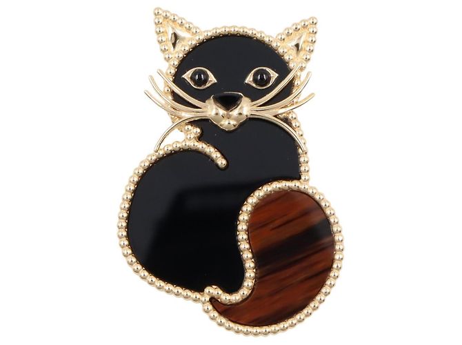Van Cleef & Arpels Katzen-Brosche Braun Schwarz Golden - Ansicht 2