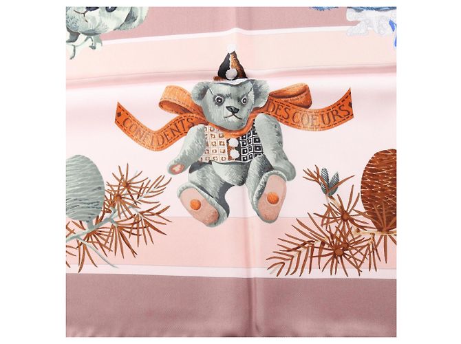 Hermès Sciarpa Hermes Carre 90 Confidents des Coeurs Rosa Multicolore - vista 5