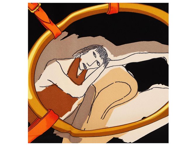 Hermès Sciarpa in seta Carré 90 Les Parisiens Hermes Nero Multicolore - vista 6