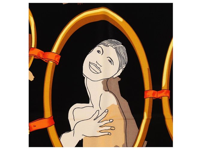Hermès Sciarpa in seta Carré 90 Les Parisiens Hermes Nero Multicolore - vista 7