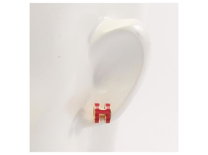 Hermès Pendientes Hermes Mini Pop H Rosa Dorado - vista 4