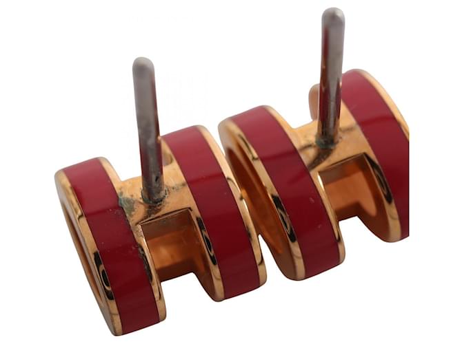 Hermès Pendientes Hermes Mini Pop H Rosa Dorado - vista 5