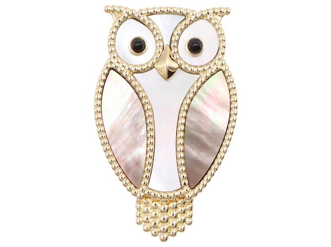Van Cleef & Arpels Lucky Animals Owl Clip-Brosche Schwarz Weiß Golden - Ansicht 2