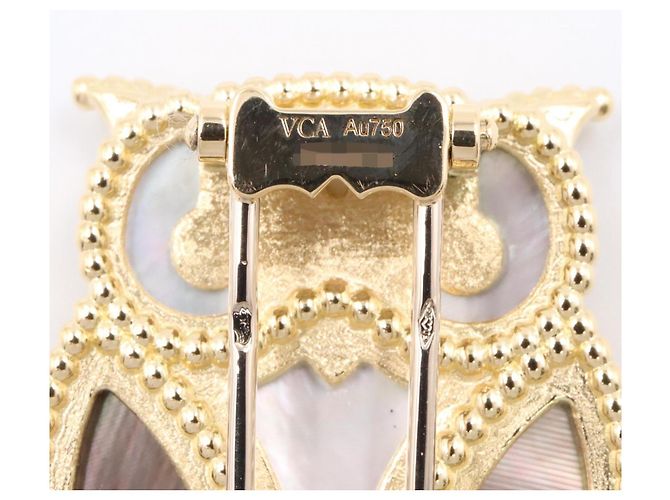 Van Cleef & Arpels Lucky Animals Owl Clip-Brosche Schwarz Weiß Golden - Ansicht 4