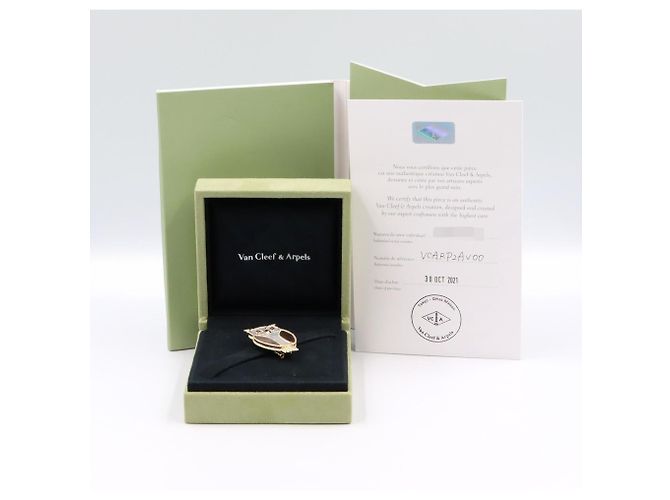 Van Cleef & Arpels Lucky Animals Owl Clip-Brosche Schwarz Weiß Golden - Ansicht 6