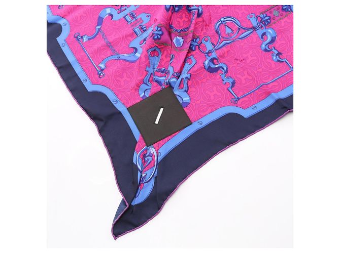Silk In Pañuelo Hermès Petit H 90 Mors et Gourmettes Rosa Multicolor - vista 5