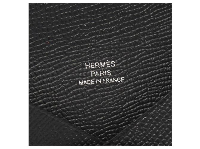 Hermès Calvi Münzbeutel aus schwarzem Kalbsleder - Ansicht 5