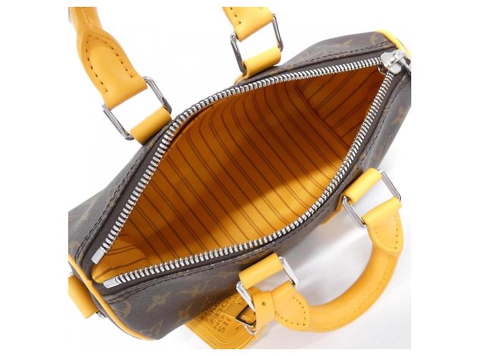Louis Vuitton Monogram Macassar Keepall Bandoulière 25cm Borsa Boston Marrone D'oro Giallo - vista 5