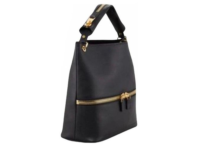Borsa Hobo Nina in pelle nera Tom Ford con cerniere dorate Nero - vista 11